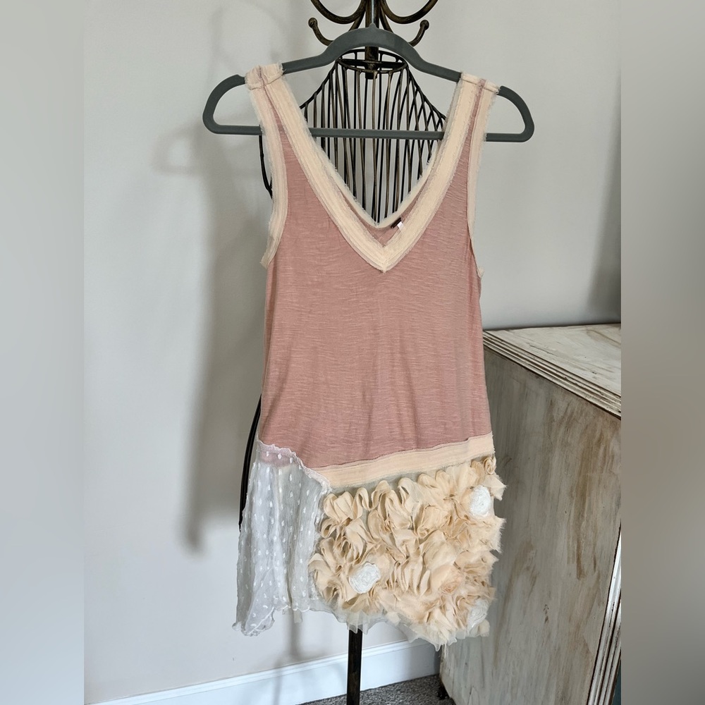 Free People tank/dress in mixed materials and muted colors